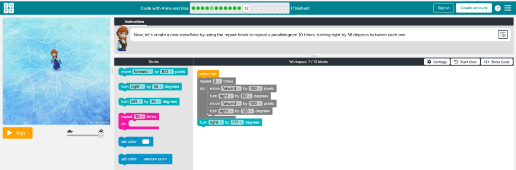 This image is of "Scratch" a coding tool designed to help younger learners learn coding through segmenting code into blocks.